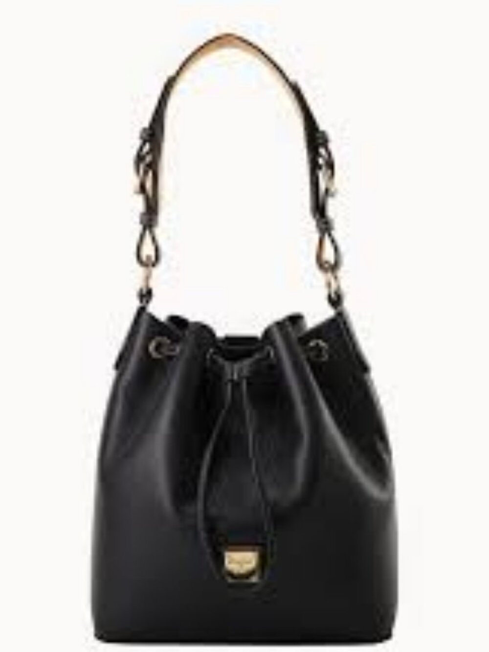 DOONEY & BOURKE LUCCA BLACK LEATHER DRAWSTRING SHOULDER BUCKET BAG - Picture 13 of 13